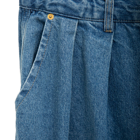 Anglan Rigid Indigo Denim Balloon Pants Light Blue Degli Uberti